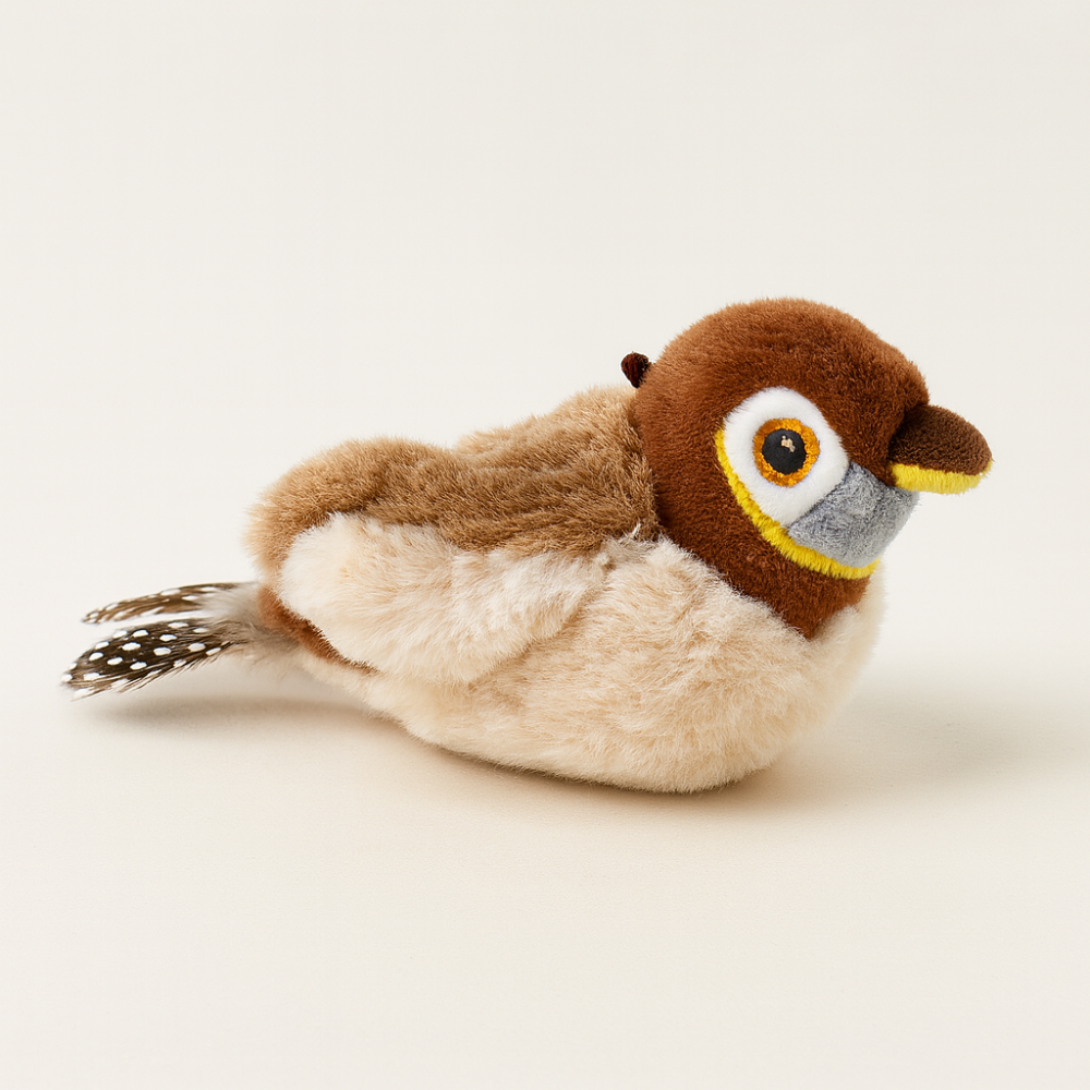 Jouet Interactif Électrique pour Chats – Oiseau en Peluche avec Herbe à Chat, Sons et Recharge USB